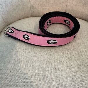 Moonshine University of GA Bulldogs Pink Canvas Woven Ribbon D-Ring Belt Size L